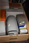 A carton of 35mm slides also including some viewers.