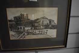 After Colin Bradley, a monochrome print of Broadstairs.
