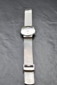 A gent's quartz wrist watch by Skagen, model: 355LGSC having dot numeral dial to circular face on