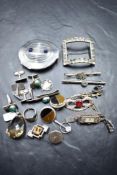 A selection of white metal and silver jewellery including cufflinks, tie slide, Charles Horner