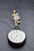 An Edwardian silver over sized key wound chronograph pocket watch by Harris Deutch, Manchester no: