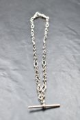 A silver fancy link Albert chain, approx 16' & 22g