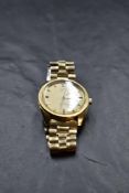 A gent's Omega Electronic F300HZ Seamaster chronometer gold plated wrist watch having baton dial