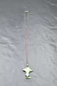 An Art Nouveau silver and enamel pendant having rose decoration on a fixed chain, Birmingham 1912, J