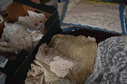 A selection of vintage damask and double damask table linen.