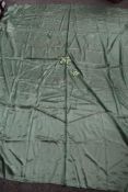 An unused 1940s green bed throw, around a double in size.