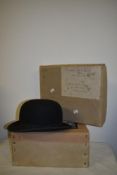 A 1930s Lock & Co hatters, St James street, London bowler hat, with box.