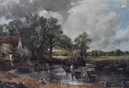 After John Constable RA (1776-1837), a coloured print, 'The Hay Wain', displayed within a gilt