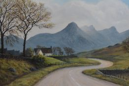 Martin Shough (b.1953, British), acrylic, 'Ben Loyal & St Andrews Church - Tongue', signed to the