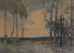 Victor Noble Rainbird (1887-1936), a watercolour, A wooded landscape depicting Christ on the