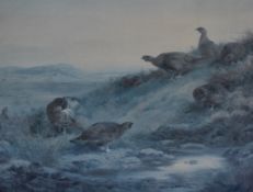 After Archibald Thorburn RA (1860-1935), a coloured print, 'A Covey of Red Grouse by a Spring' (
