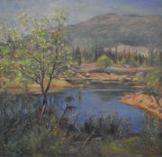 *Scandinavian Interest - Carl Lonseth (1888-1962, Norwegian), oil on canvas, A secluded lagoon