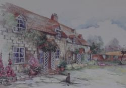After Glenda Rae (20th Century, Irish), four coloured prints, 'Cottage By The River', and others