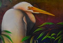 Eddie Pappelendam (20th Century, Australian Aboriginal School), a gouache, An Australian Egret