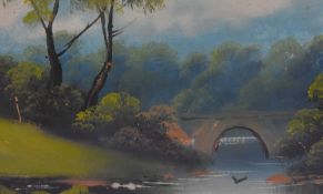 19th/20th Century British School, an oil painting, An idyllic landscape depicting a stone single