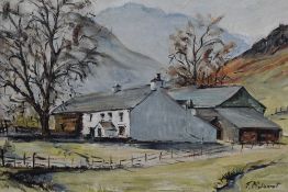 Fred McJannet (20th Century, British), an oil on canvas, A remote farmstead within a mountainous