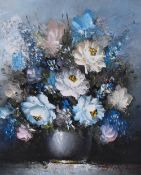 Artist Unknown (20th Century), an oil on canvas, A still life depicting a vase of flowers against
