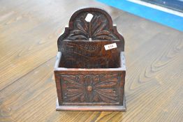A Victorian carved oak letter or similar rack