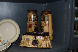 Two 1930s/40s Caronia chalk ware vases and a planter.
