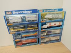 Eight 1980 Matchbox Super Kings diecasts, K3 Grain Transporter Heidel Berger Zement, K17 Container