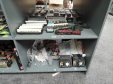 Two shelves of 00 gauge including Hornby LMS 4-6-0 Duke of Sutherland Loco & Tender, Hornby 4-6-0