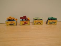 Four Matchbox Series Lesney 1965-1968 diecasts, No 62 Mercury Cougar, lime green, No 65 Class