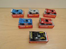 Six 1977 Polistil Club 33 1:55 scale Racing Car diecasts, RJ29 Porsche 917-10, RJ30 BRM P154, RJ33