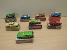Eight Matchbox Series Superfast Lesney 1976-1982 diecasts, K & L Boxes, No 55 Hellraiser, blue, No