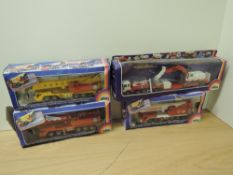 Four 1980's Siku diecasts, 4010 Hydraulic Crane Truck Grove, 4010 Hydraulic Crane Truck Feuerwehr