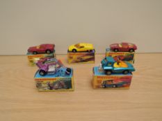 Five Matchbox Superfast 1970-1974 diecasts, H & I Boxes, No 32 Maserati Bora, No 33 Datsun126X, No