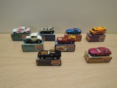 Eight Matchbox Series Superfast Lesney 1976-1982 diecasts, K & L Boxes, No 59 Planet Scout, light