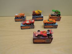 Six Matchbox Superfast 1974-1976 diecasts, J Boxes, No 34 Vantastic, No 35 Fandango, No 36 Formula