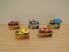 Five Matchbox Superfast 1970-1974 diecasts, H & I Boxes, No 32 Maserati Bora, No 44 Boss Mustang, No