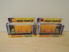 Two 1970 & 1971 Matchbox Super Kings diecasts, K13 DAF Building Transporters, both in window display