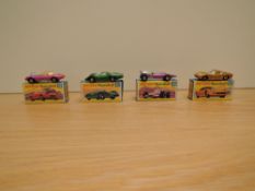 Four Matchbox Superfast 1970-1973 diecasts, G Boxes, No 33 Lamborghini Miura P400, No 34 Formula