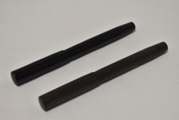 Two Mabie Todd Blackbird self filler lever fill fountain pen in BHR with engine turned hoop design