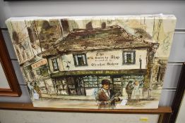 Edwin Gaza (20th Century), oil on canvas, a contemporary interpretation of The Old Curiosity Shop i