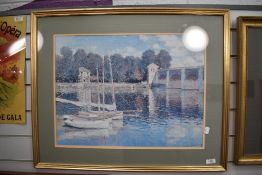 After Claude Monet (French 1840-1926) colour print, The Bridge at Argenteuil, within a green card