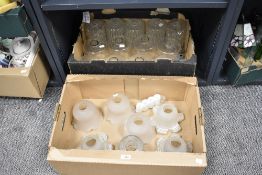 A group of twenty glass light shades, various including ruffled and trailed