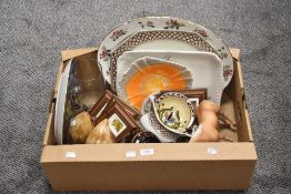 A Shelley Sunburst cake plate, a large Danbury Mint German Shepherds display plate, a water jug