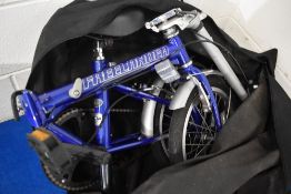 A foldable Freelander city Land rover bicycle with bag.