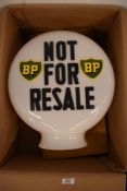 A vintage glass pump globe 'not for resale' stamped property of Shell Mex and BP Ltd. Possible