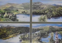 *Lake District interest - 'Tarn Hows', coloured print, the illustration divided into four