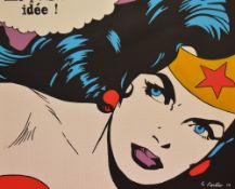 Style of Roy Lichtenstein (1923-1997, American), acrylic on canvas, Two pop art portrayals 'Mais