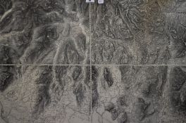 A printed map of the Lake District and Cumbria, framed and under glass, 67cm x 97cm overall