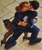 Graham McKean (b.1962), a coloured print, 'Power Suits of Pinstripes', signed to the lower right,