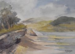 Maureen Mycroft (20th Century, British), watercolour, 'Bardsea Beach', signed to the lower right,