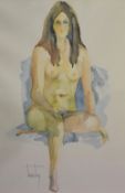 Tsiantar (contemporary), watercolour, Two female life studies, one signed to the lower left, framed,