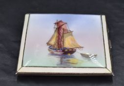 A George VI guilloche enamelled silver cigarette case, of hinged rectangular form with bevelled or