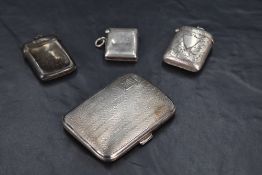 A George V silver cigarette case, of hinged rectangular form, curved for the gentleman's pocket